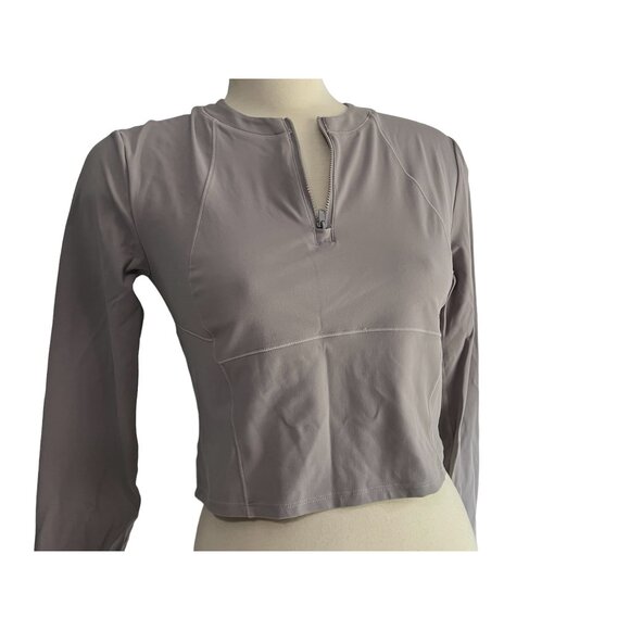 Halara Half Zip Long Sleeve Cropped Active Workout Shirt Sz Large Womens Gray - Picture 6 of 15